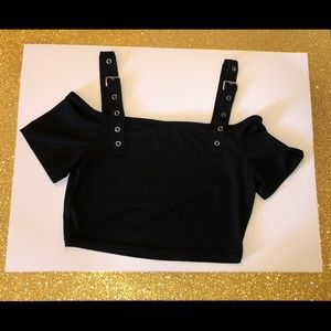 Black Off the Shoulder Crop Top